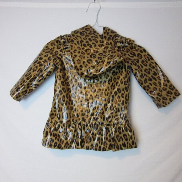 Gap Rain Jacket Cheetah Print Toddler Girls 2 Button Up Hooded Lined Winter - Picture 6 of 7